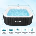 EZLIFE 4-6 Person Square Inflatable Hot Tub with Multicolor LED Lights - Image 2