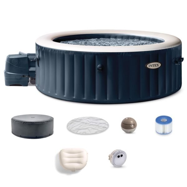 INTEX PureSpa Plus 6-Person Inflatable Hot Tub, 85", LED Light, 2 Headrests & Cover