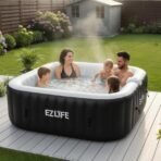 EZLIFE 4-6 Person Square Inflatable Hot Tub with Multicolor LED Lights - Image 7