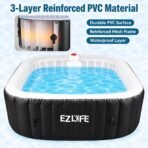 EZLIFE 4-6 Person Square Inflatable Hot Tub with Multicolor LED Lights - Image 3