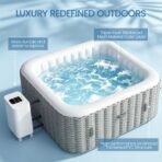 UHOMEPRO 4-6 Person Inflatable Hot Tub, 73" Square, 130 Jets, External Heater Pump - Image 4