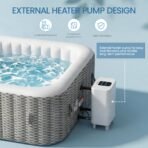 UHOMEPRO 4-6 Person Inflatable Hot Tub, 73" Square, 130 Jets, External Heater Pump - Image 11