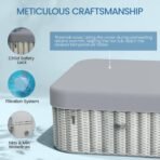 UHOMEPRO 4-6 Person Inflatable Hot Tub, 73" Square, 130 Jets, External Heater Pump - Image 6