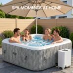 UHOMEPRO 4-6 Person Inflatable Hot Tub, 73" Square, 130 Jets, External Heater Pump - Image 2