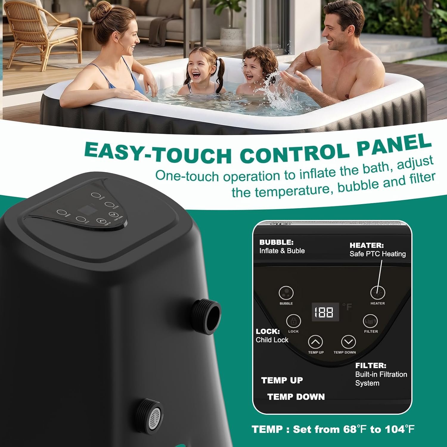 DoCred 73-Inch Cover & Mat Set 4–6 Person Inflatable Hot Tub – view 5