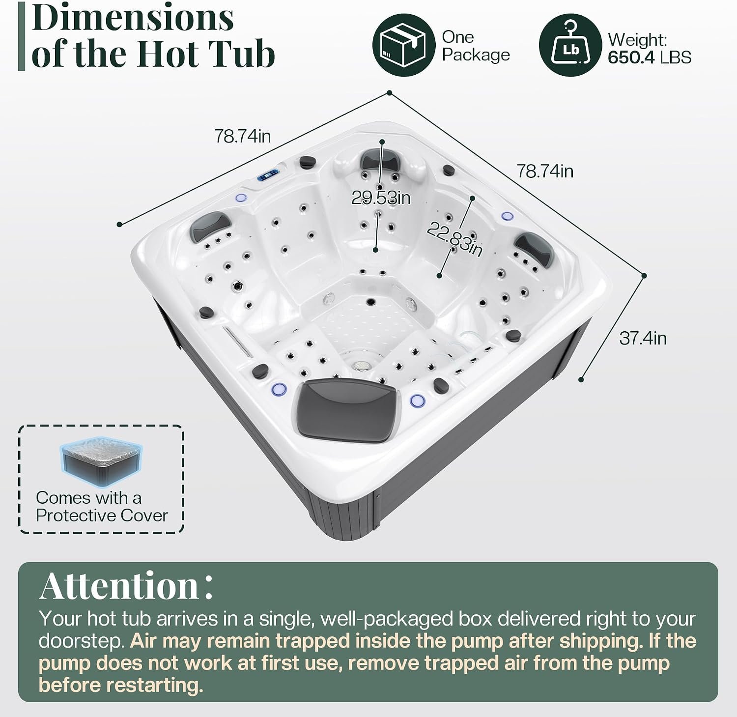 Jocisland Two Loungers & Three Seats 5 Person Acrylic Hot Tub — 220V – view 2