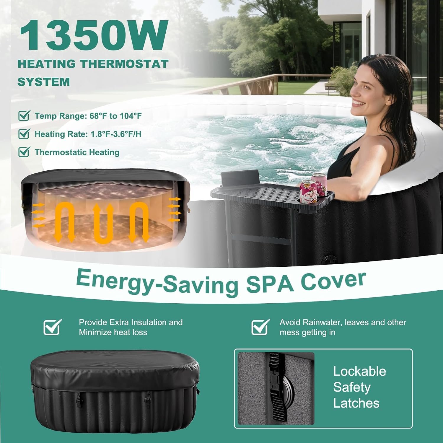 DoCred 75-Inch 1–2 Person Inflatable Hot Tub – view 3