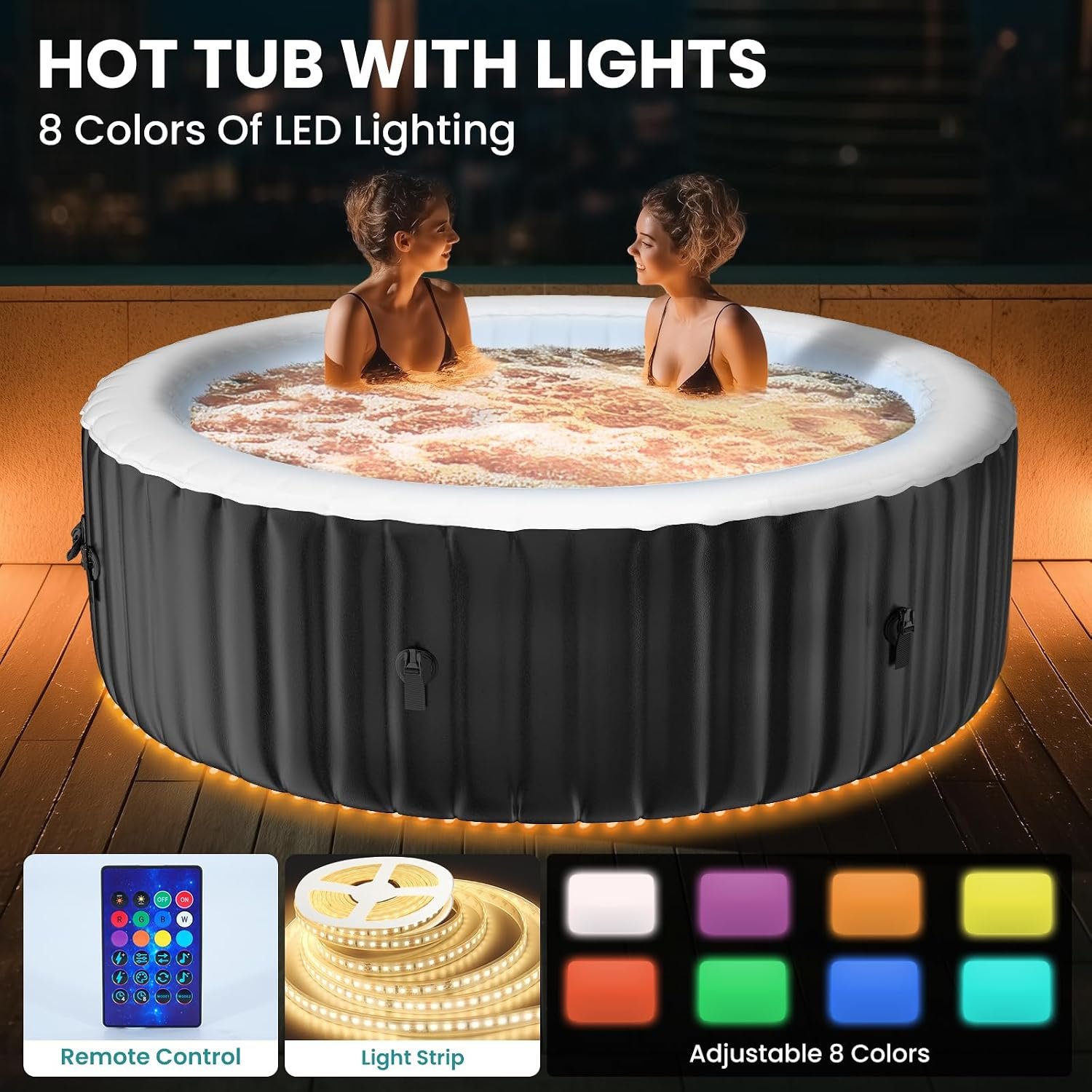 DoCred 71-Inch LED 2–4 Person Inflatable Hot Tub – view 2