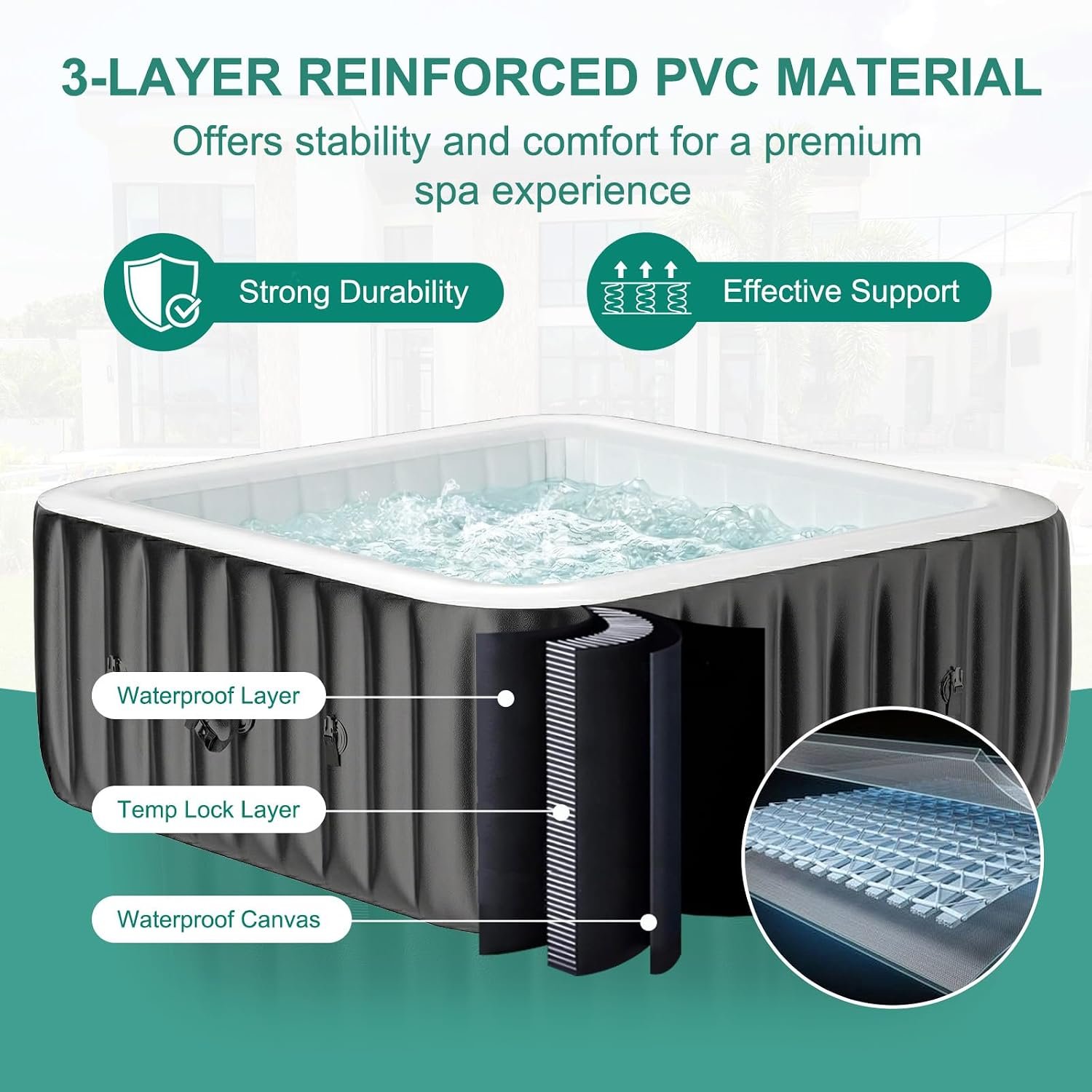 DoCred 73-Inch Cover & Mat Set 4–6 Person Inflatable Hot Tub – view 4