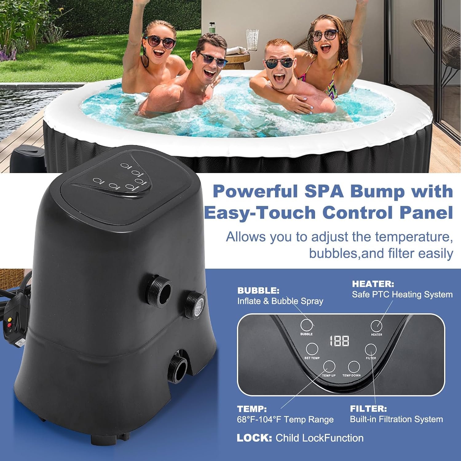 NAIZEA LED 2–4 Person Inflatable Hot Tub – view 5