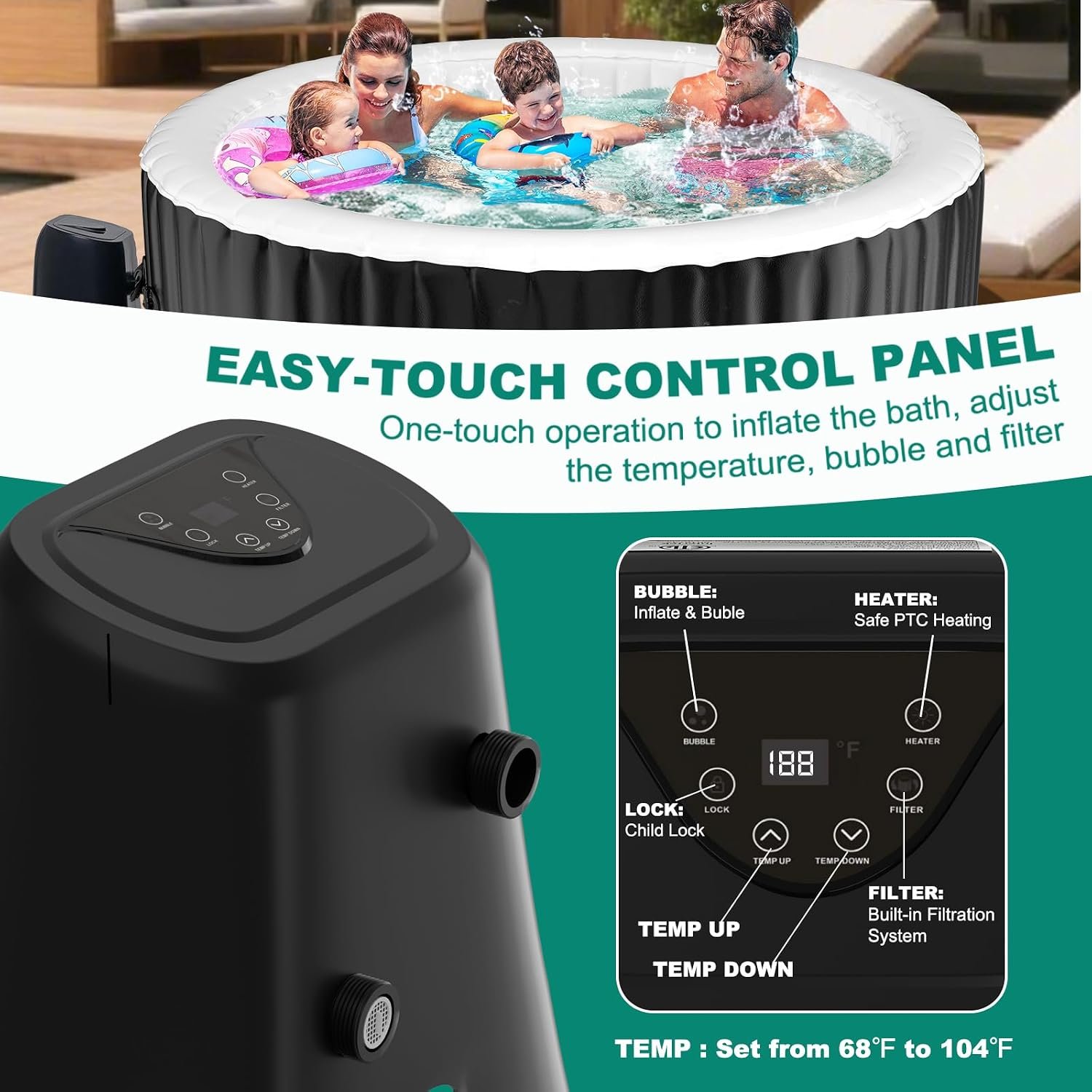 DoCred 82-Inch 4–6 Person Inflatable Hot Tub – view 6