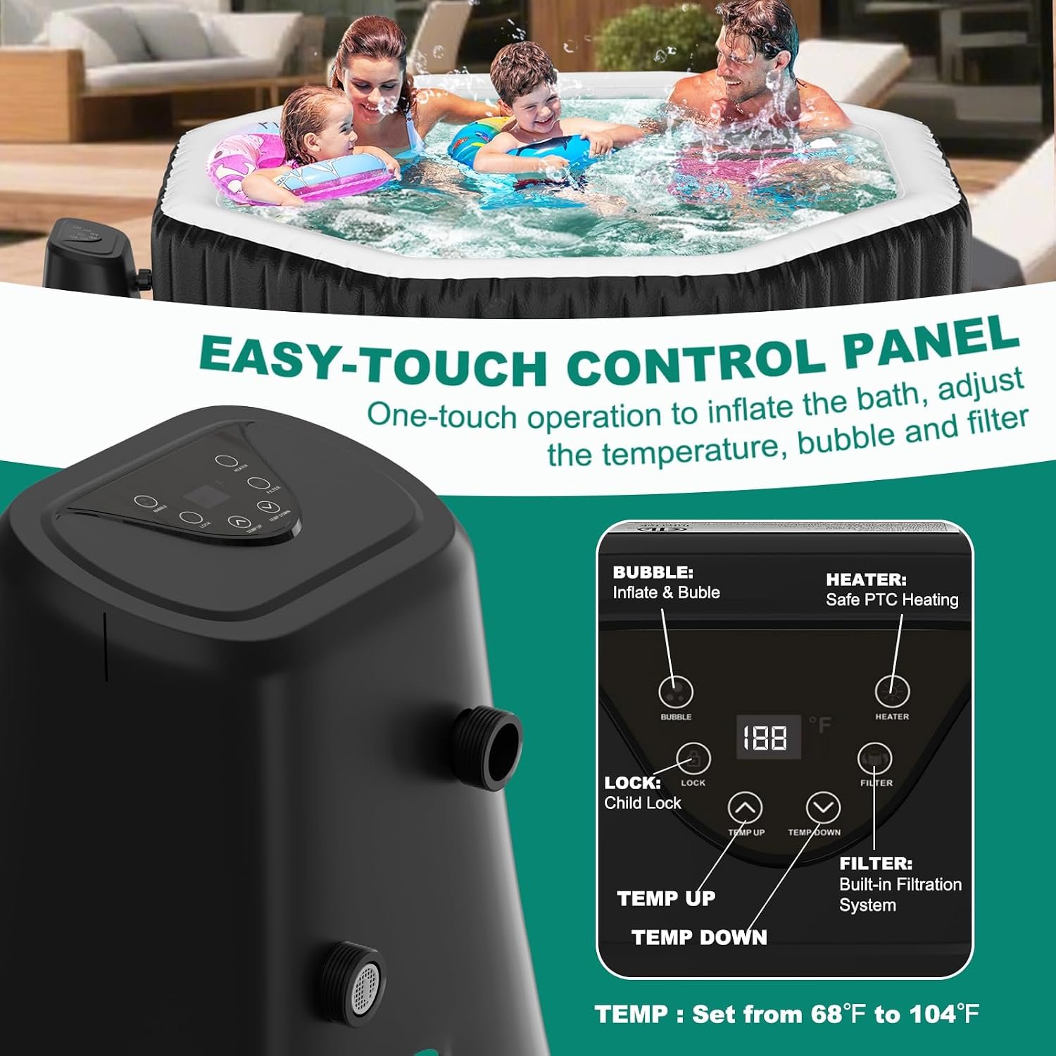 DoCred 77-Inch 4–6 Person Inflatable Hot Tub – view 6