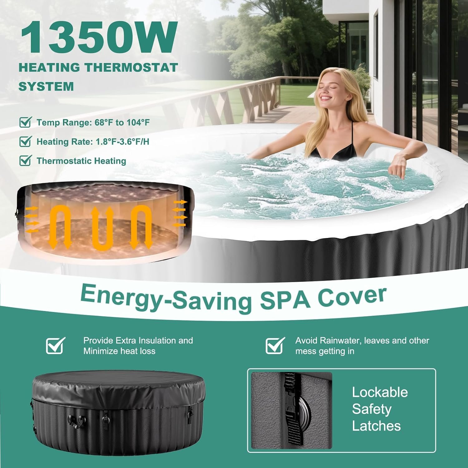 DoCred 71-Inch LED 2–4 Person Inflatable Hot Tub – view 3