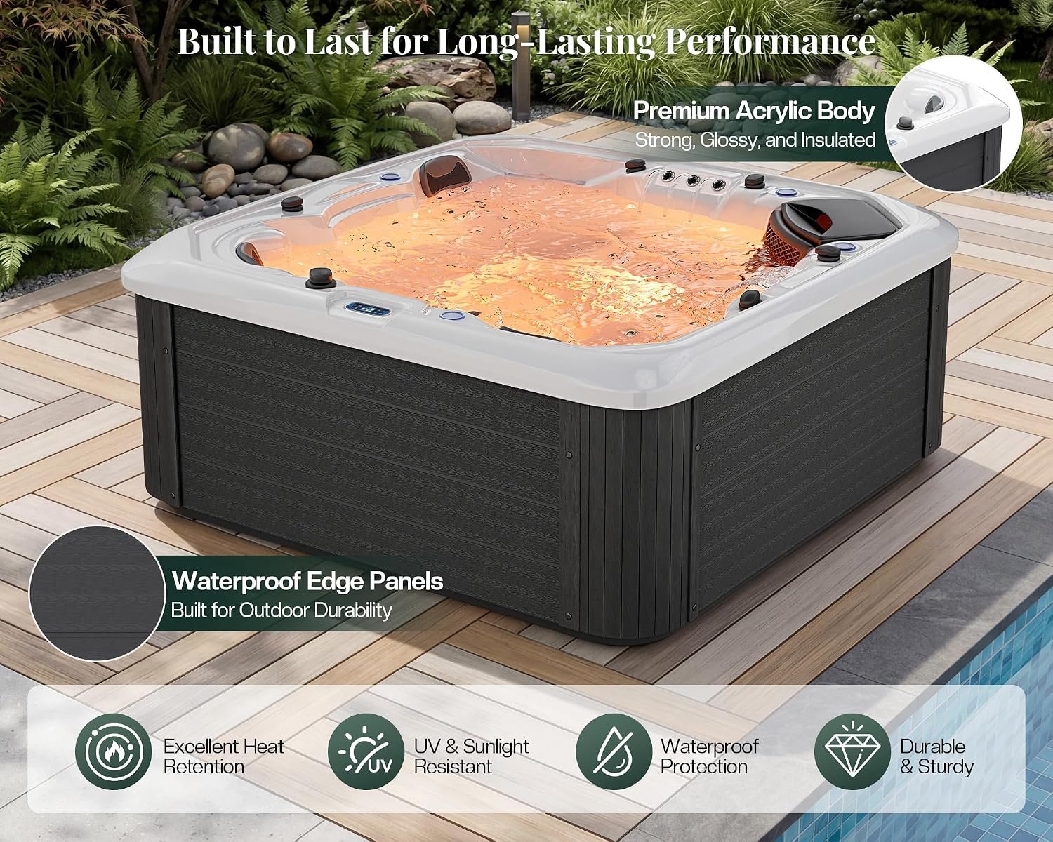 Jocisland Two Loungers & Three Seats 5 Person Acrylic Hot Tub — 220V – view 4