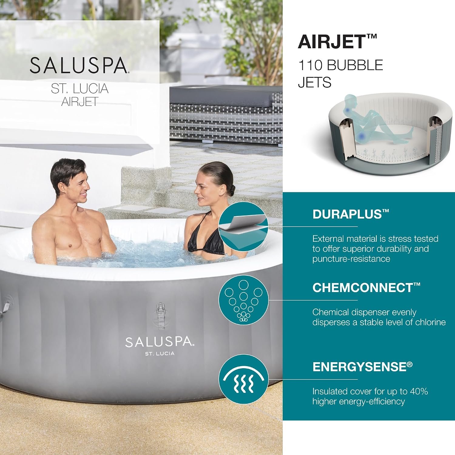 Bestway SaluSpa St. Lucia 2–3 Person Inflatable Hot Tub – view 2