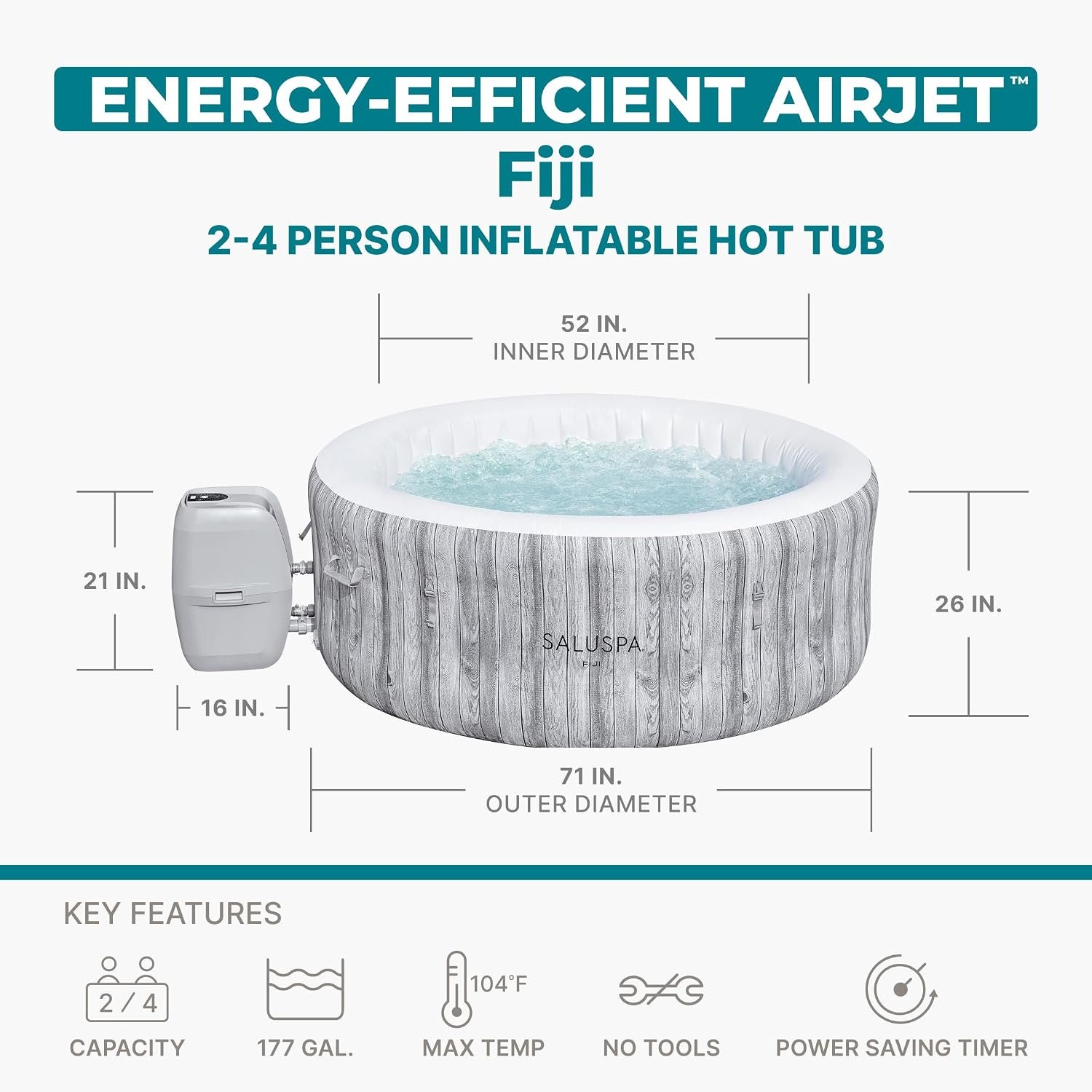 Bestway SaluSpa Fiji 2–4 Person Inflatable Hot Tub – view 3