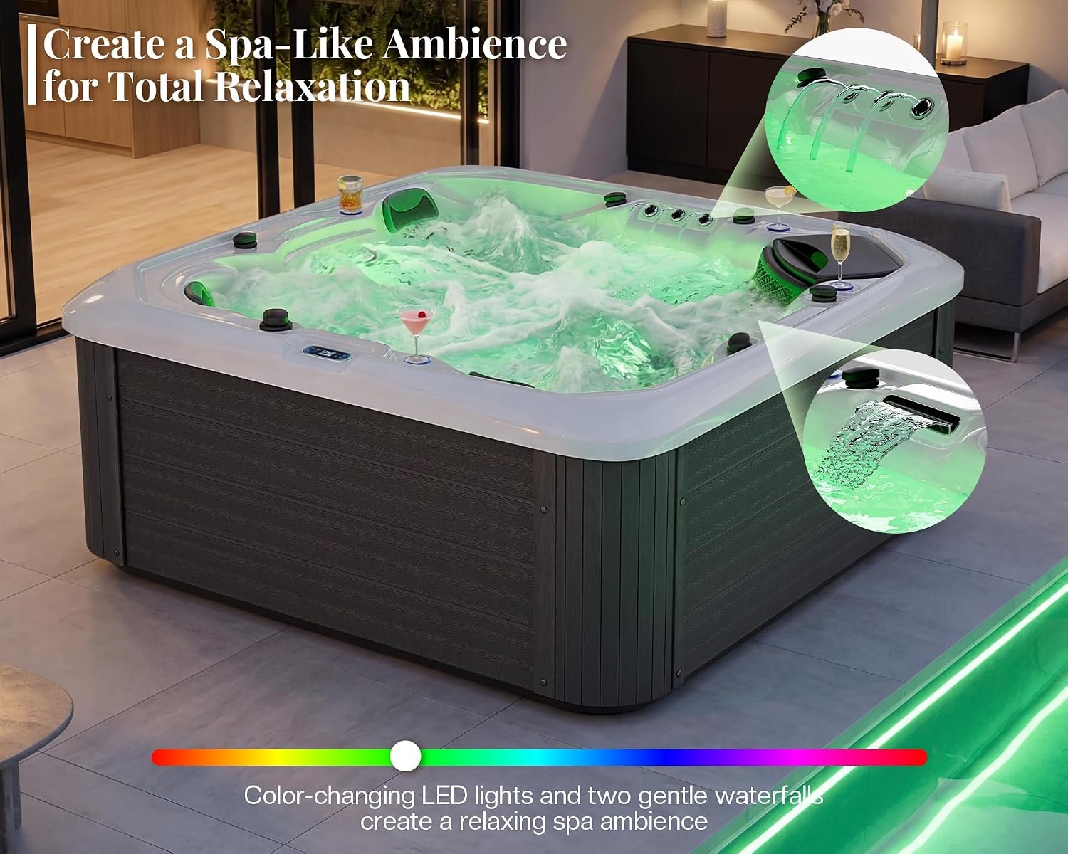 Jocisland Two Loungers & Three Seats 5 Person Acrylic Hot Tub — 220V – view 6