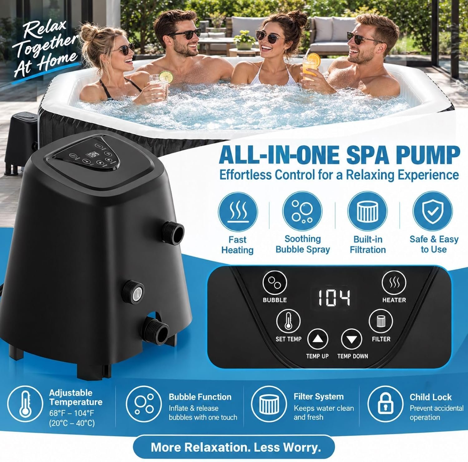 NAIZEA 75-Inch 4–6 Person Inflatable Hot Tub – view 4