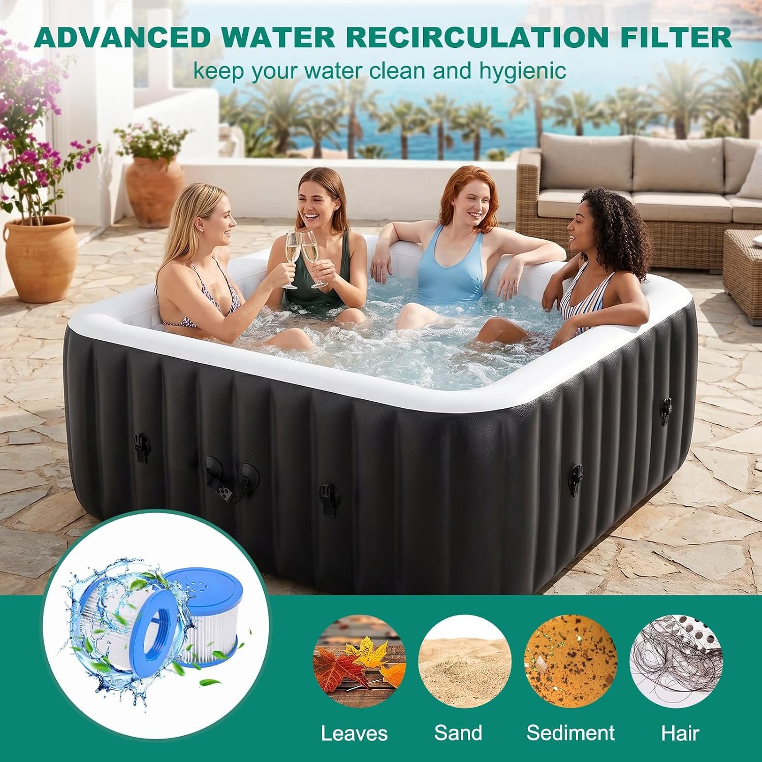 DoCred 73-Inch Cover & Mat Set 4–6 Person Inflatable Hot Tub – view 3